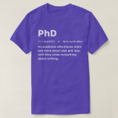 T-shirt PhD Un universitaire qui connaît de plus en plus d (Design devant)