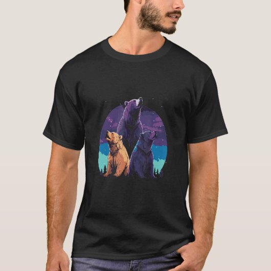 T-shirt Phenomenal Howling Grizzly Bear Pack Retro Awesome (Devant)