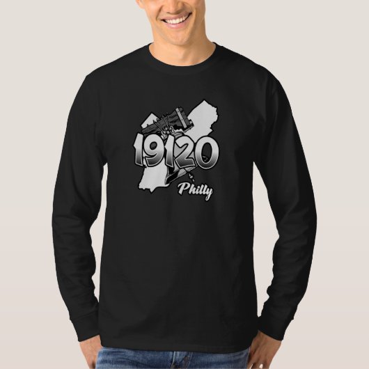 T-shirt Philadelphia Silhouette with Zip Code 19120 and Li (Devant)
