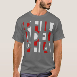 T-SHIRT PHILADELPHIE ROUGE BLANC ET BLEU WORD ART PHILLY F