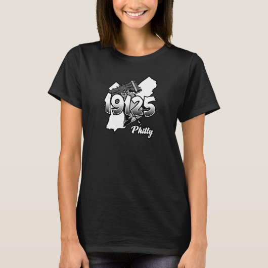 T-shirt Philadelphie Silhouette avec Zip Code 19125 et Li (Devant)