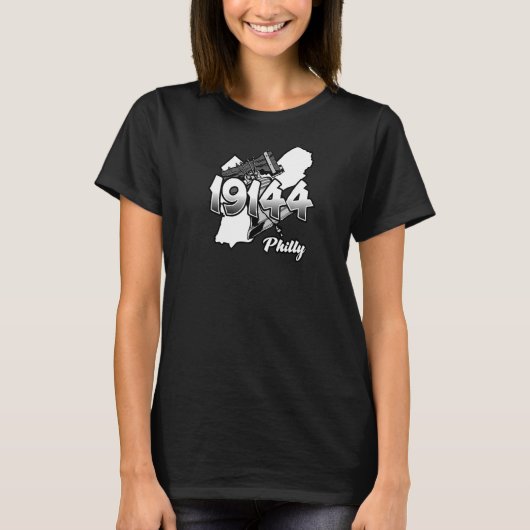 T-shirt Philadelphie Silhouette avec Zip Code 19144 et Li (Devant)