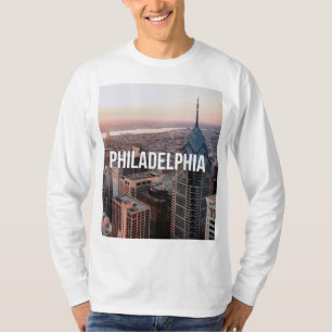 T-shirt Philadelphie Skyline Vue aérienne Typographie Urba