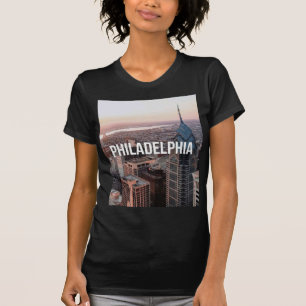 T-shirt Philadelphie Skyline Vue aérienne Typographie Urba