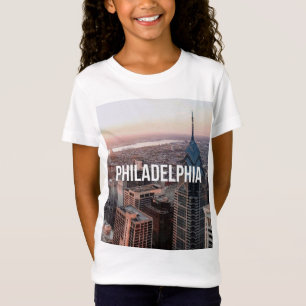T-Shirt Philadelphie Skyline Vue aérienne Typographie Urba