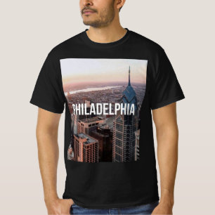 T-shirt Philadelphie Skyline Vue aérienne Typographie Urba