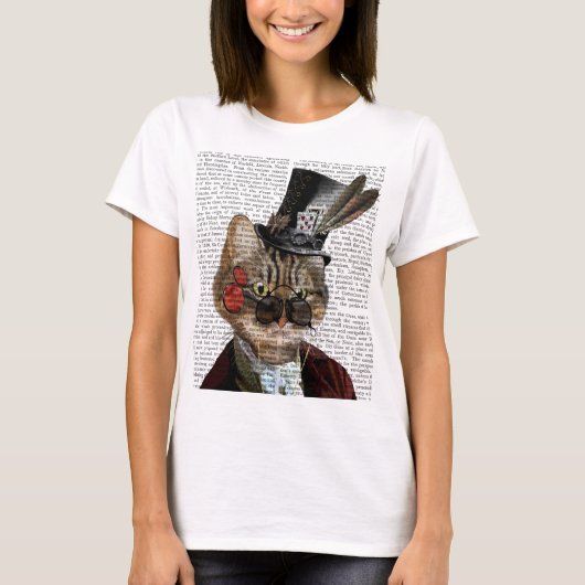 T-shirt Phileas Feline Steampunk Chat et chapeau supérieur (Devant)