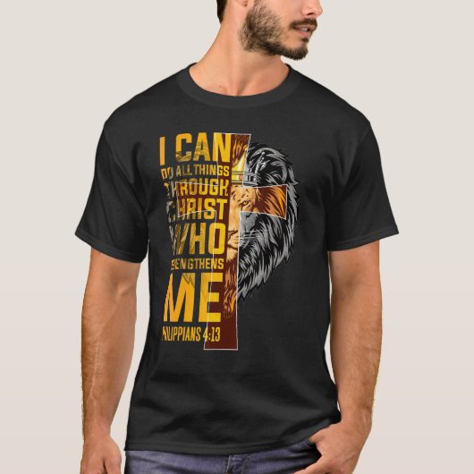 T-shirt Philippiens 413 Christian Bible Verse Lion Men Hu (Devant)