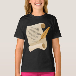 T-shirt Philippiens 4:8 KJV Bible Citation Scroll Girl