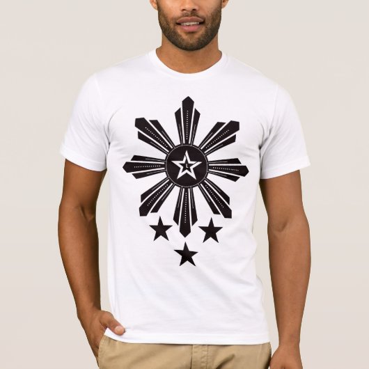 T-shirt Philippin Sun et étoiles - noir (Devant)