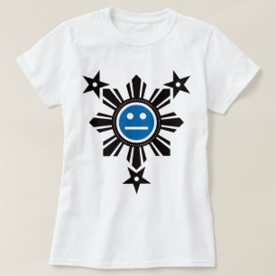 T-shirt Philippin Sun et visage d'étoiles - noir et bleu