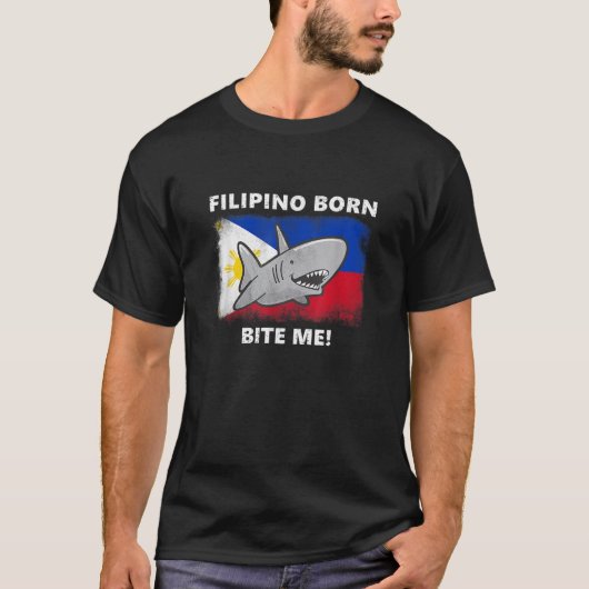 T-shirt Philippines Born Bite Me Drôle Drapeau Philippin D (Devant)