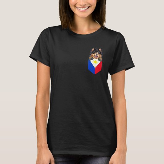 T-shirt Philippines Drapeau Lapphund Chien Finlandais Dans (Devant)