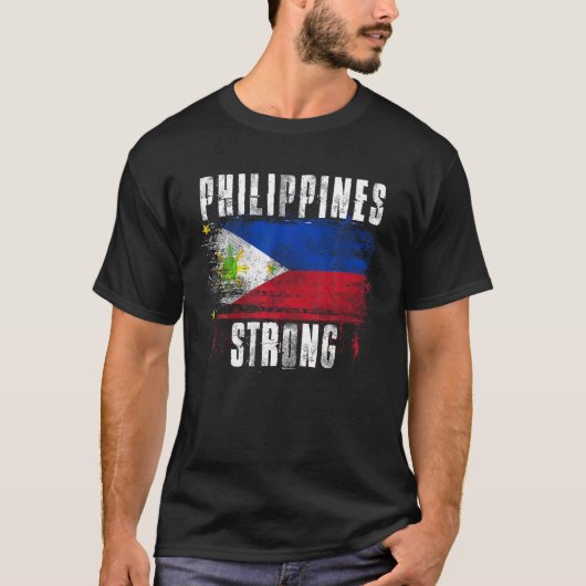 T-shirt Philippines Forte Distressed Flag Fierté philippin (Devant)