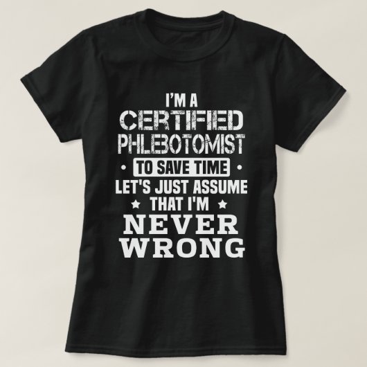 T-shirt Phlébotomiste certifié (Design devant)