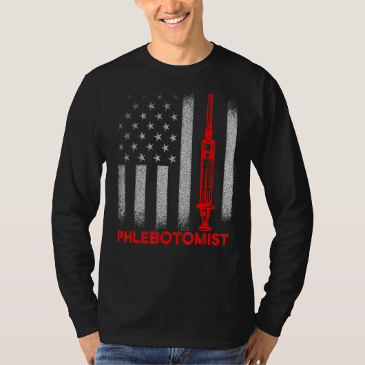 T-shirt Phlebotomiste Drapeau de l'aiguille Technicien en  (Devant)