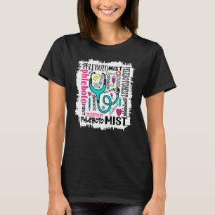 T-shirt Phlébotomiste Typographie Peinture au chlore Motif