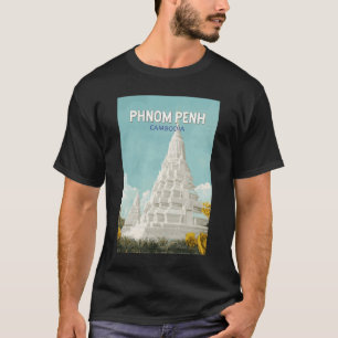 T-shirt Phnom Penh Cambodge Illustration Voyage Art Retro