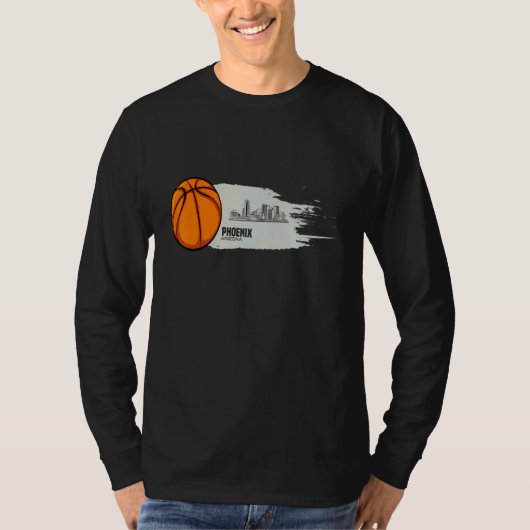 T-shirt Phoenix Basketball B-Ball City Arizona Skyline Ret (Devant)