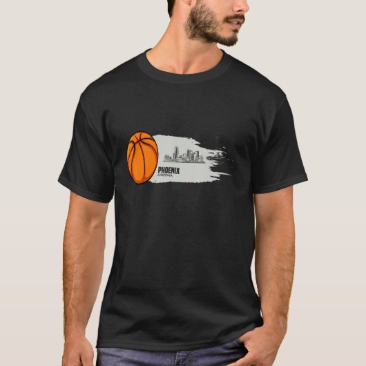 T-shirt Phoenix Basketball B-Ball City Arizona Skyline Ret (Devant)