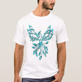 T-shirt Phoenix bleu se lève sur blanc (Devant)