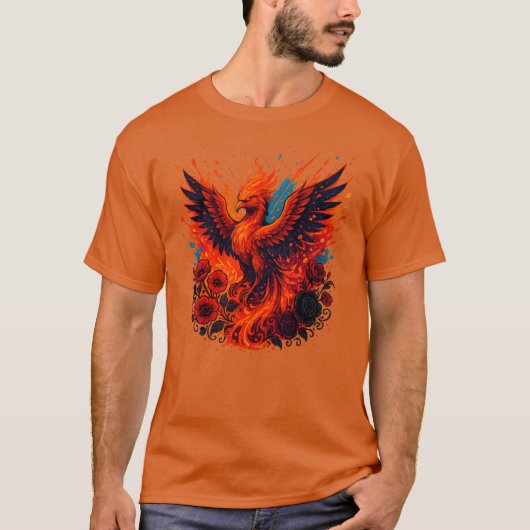 T-shirt Phoenix Fire Neon Imaginaire Art (Devant)