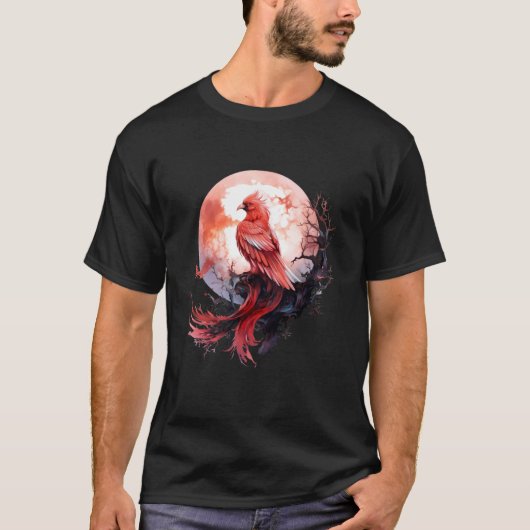T-shirt Phoenix Fire Phoenix Bird Moon Sakura Tree Mythica (Devant)
