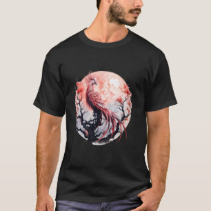 T-shirt Phoenix Moon Fire Phoenix Bird Sakura Tree Mythica