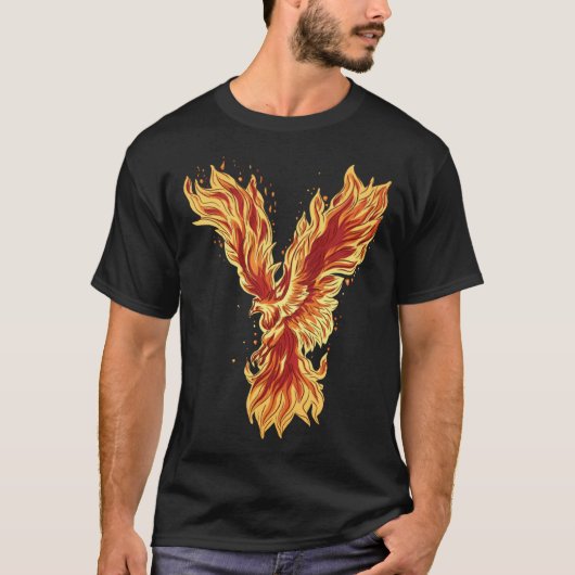 T-shirt Phoenix Rising Fire Bird Mythical Artwork (Devant)
