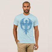 T-shirt Phoenix tribal bleu décoré (Devant entier)