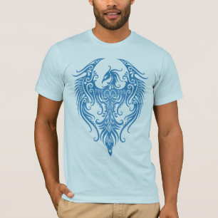 T-shirt Phoenix tribal bleu décoré