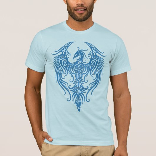 T-shirt Phoenix tribal bleu décoré (Devant)