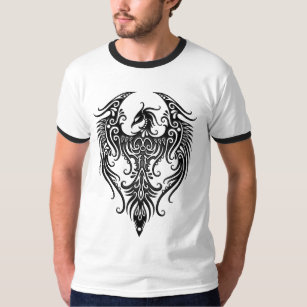 T-shirt Phoenix tribal noir décoré