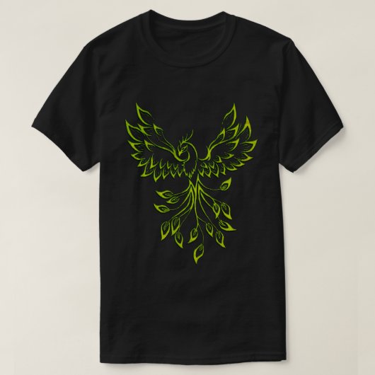 T-shirt Phoenix vert se lève sur le noir (Design devant)