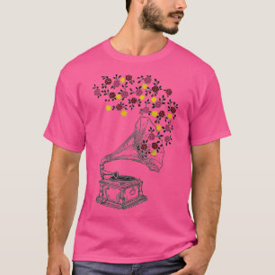 T-shirt phonographe de fleurs