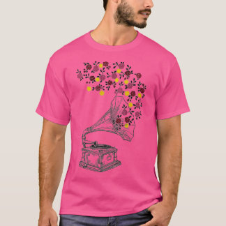T-shirt phonographe de fleurs
