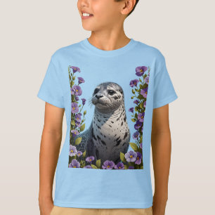 T-shirt Phoque Commun Mammifère Marin Entouré de Viola
