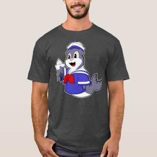 T-shirt Phoque en marin avec bateau