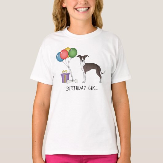 T-shirt Phoque Et Blanc Greyhound Italien - Fille Annivers (Devant)