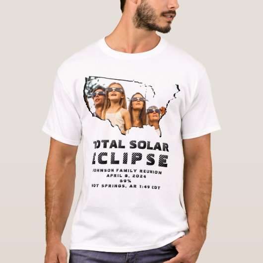 T-shirt Photo 2024 American Total Solar Eclipse USA MAP Ph (Devant)
