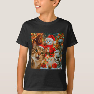 T-shirt Photo amusante de Noël de chat avec Bigfoot et Ali