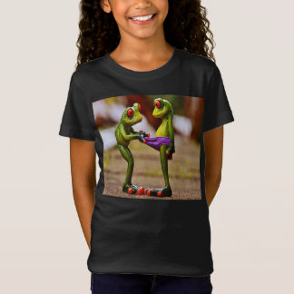 T-Shirt Photo amusante d'une grenouille regardant les sous