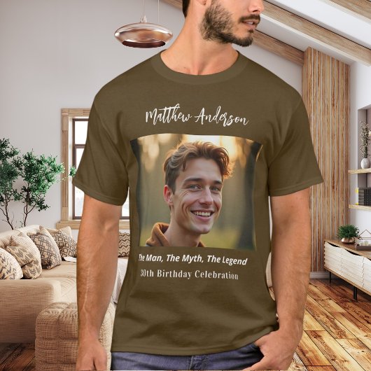 T-shirt Photo anniversaire homme mythe légende nom marron 