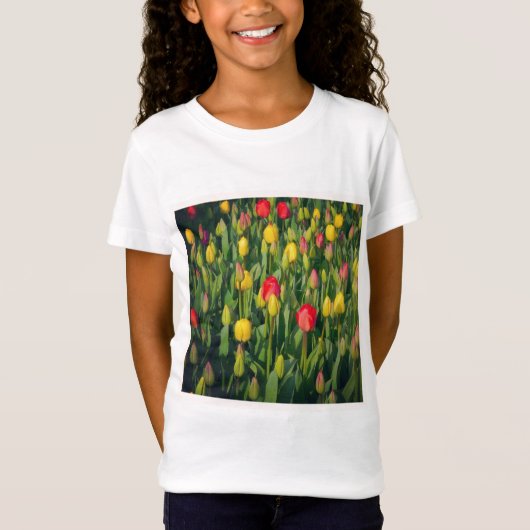 T-Shirt Photo carré - Tulipes colorées (Devant)