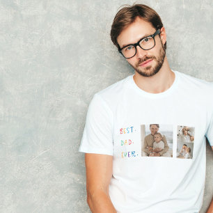 T-shirt Photo Collage moderne Colorful Meilleur Papa Jamai