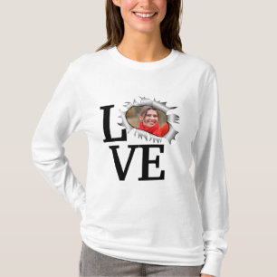 T-shirt Photo d'amour personnalisée dans un trou vintage