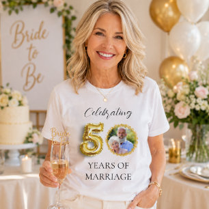 T-shirt photo d'anniversaire de mariage de 50 ans en or