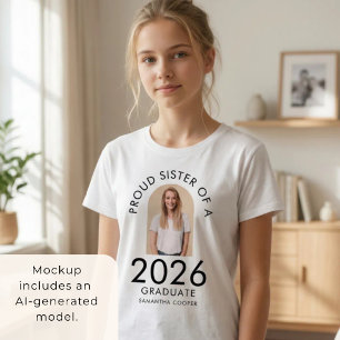 T-shirt Photo d'arche moderne Fière sœur de la diplômée de