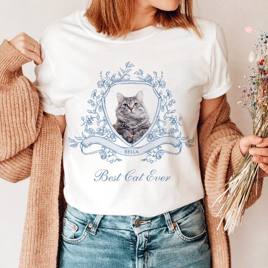 T-shirt Photo de chat dans une crête de Chinoiserie | Meil