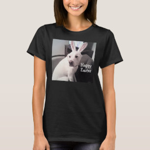 T-shirt Photo de Chien Chien Blanc Portant Des Oreilles De